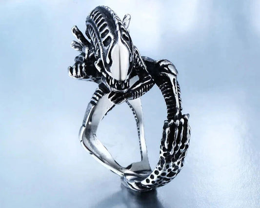 Alien Ring Mens Movie Ring - Stainless Steel Silver - Unisex - That Rock Aesthetic