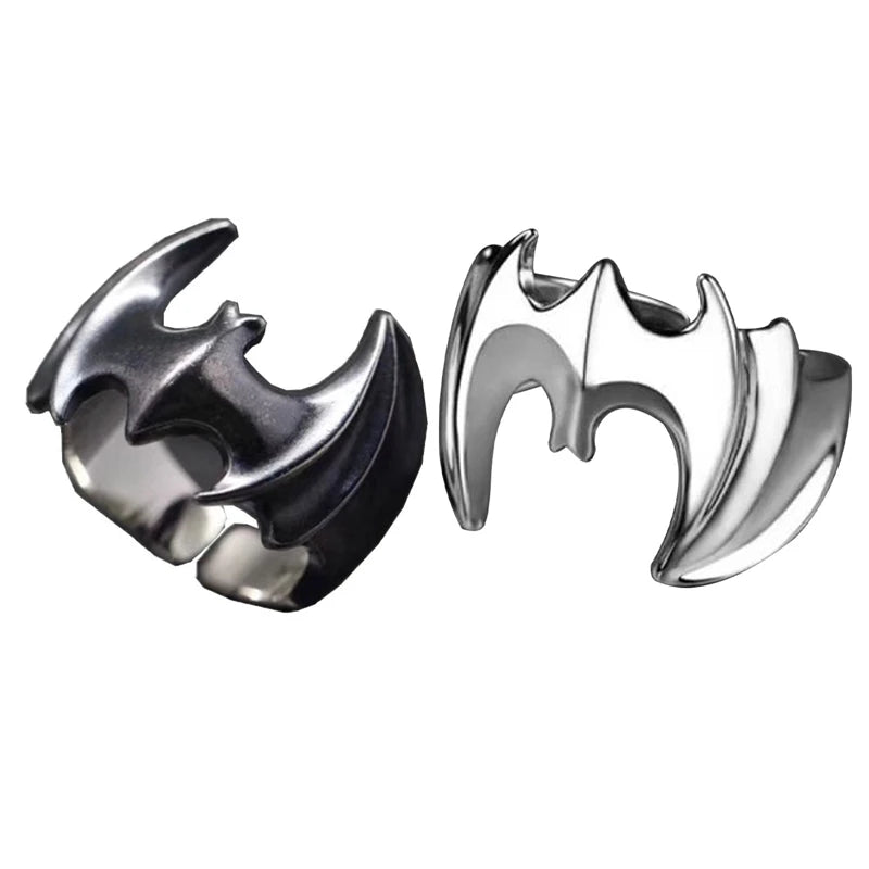 Batman Ring DC Comics Superhero Mens Ring Wings - Silver & Black - Unisex - Adjustable - That Rock Aesthetic