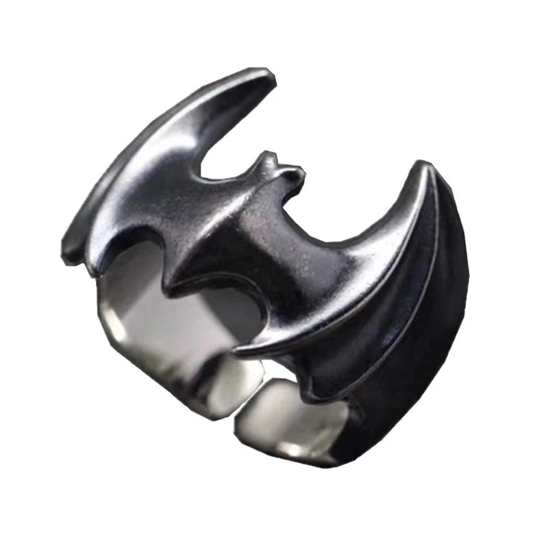 Batman Ring DC Comics Superhero Mens Ring Wings - Silver & Black - Unisex - Adjustable - That Rock Aesthetic