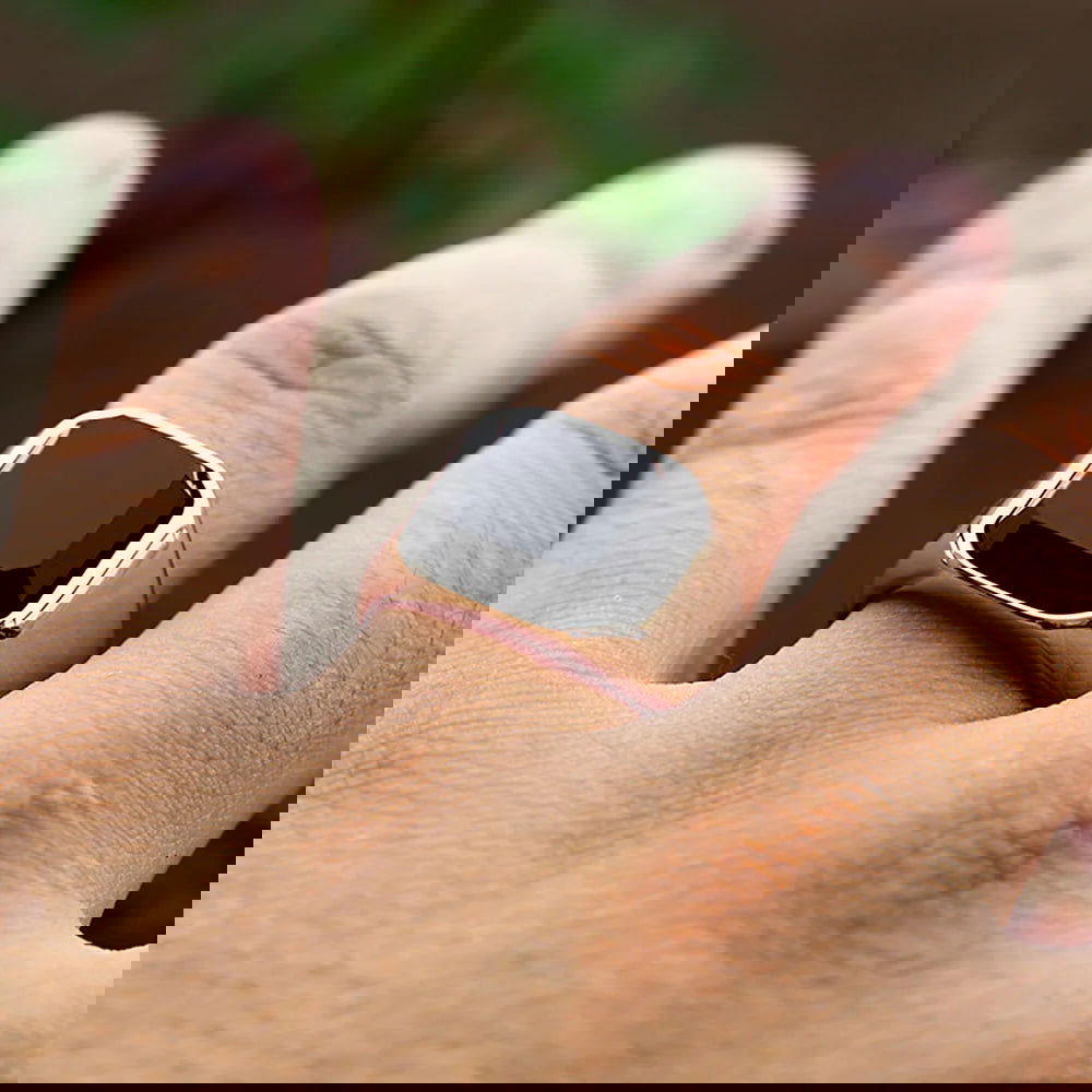 Black Onyx Gemstone Square Mens Ring - Stainless Steel Silver - Unisex - That Rock Aesthetic