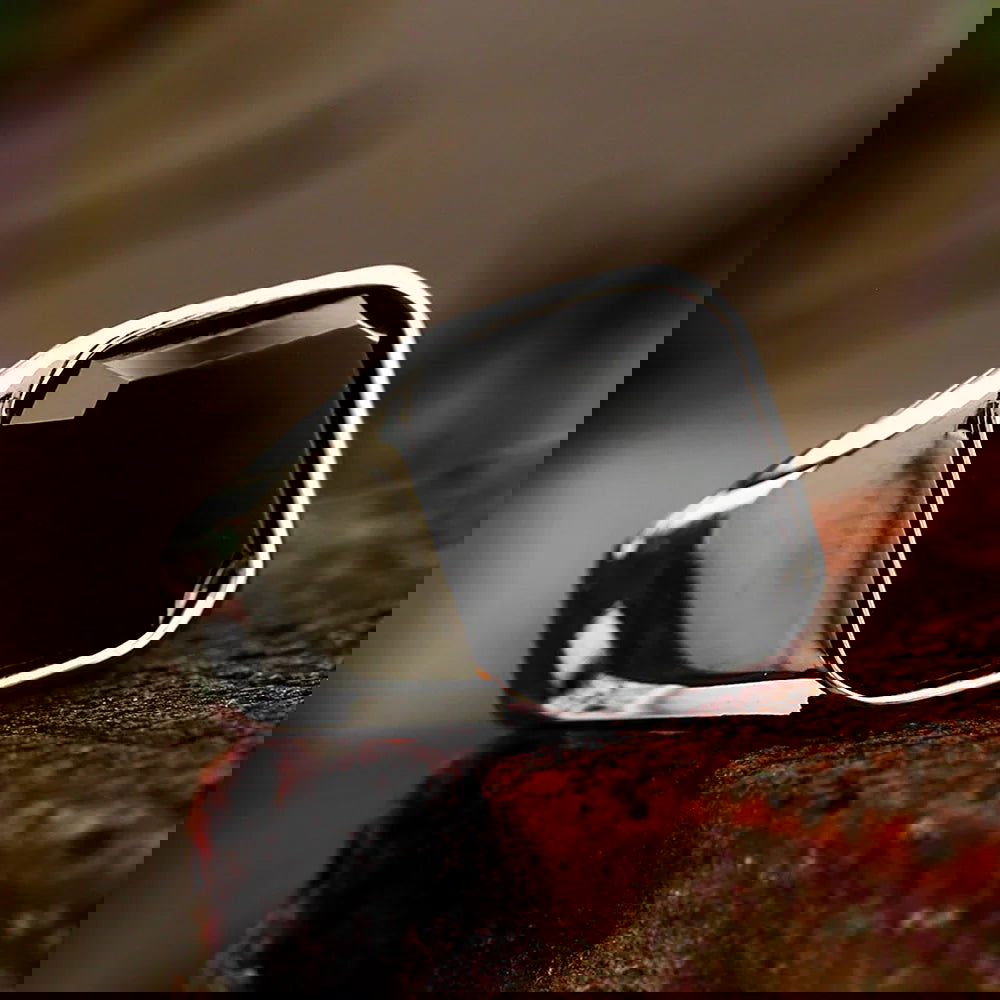 Black Onyx Gemstone Square Mens Ring - Stainless Steel Silver - Unisex - That Rock Aesthetic