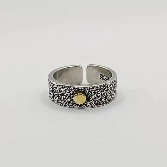 Boho Gold Sun Ring - Silver - Unisex - Adjustable - That Rock Aesthetic