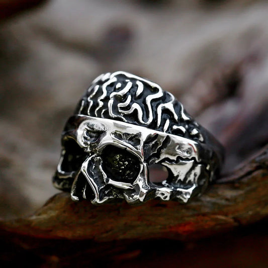 Brain Skull Ring Mens - Stainless Steel Silver - Unisex - That Rock Aesthetic