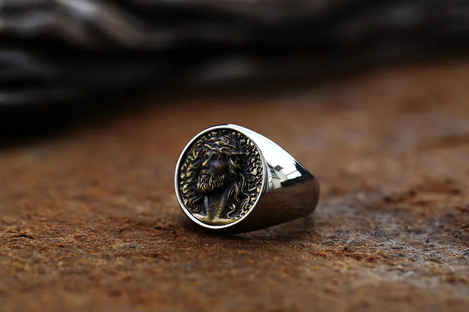 Christian Jesus Ring Mens Crown of Thorns - Stainless Steel Silver & Gold - Unisex - That Rock Aesthetic