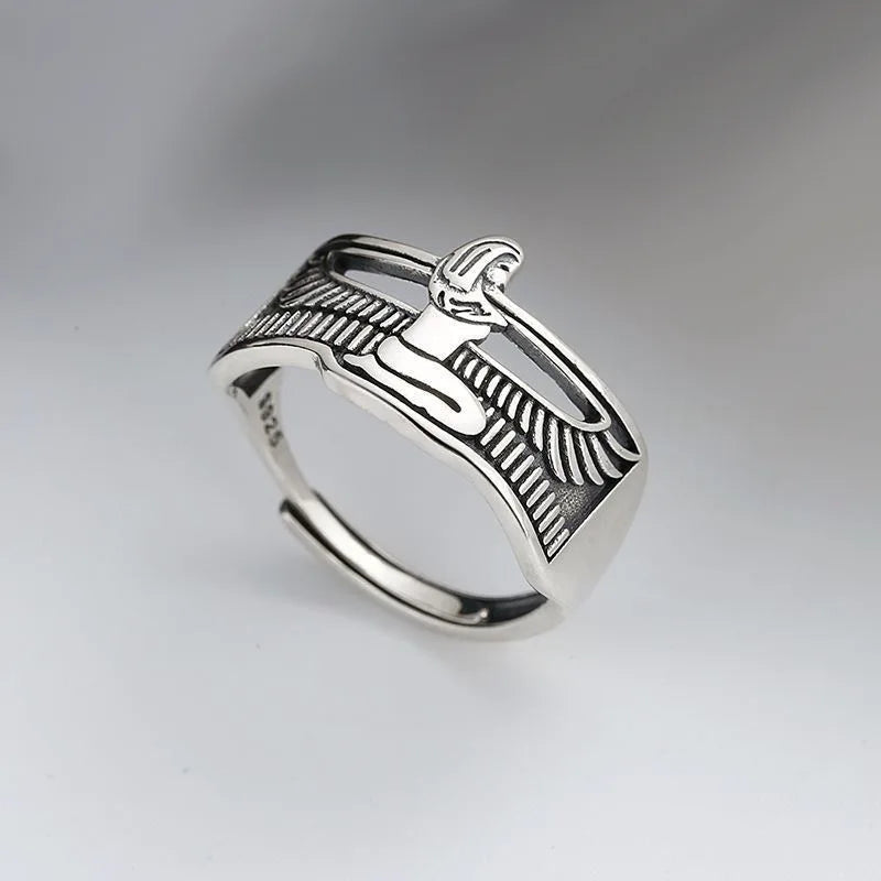 Cleopatra Ancient Egyptian Goddess Ring - 925 Sterling Silver - Unisex - Adjustable - That Rock Aesthetic