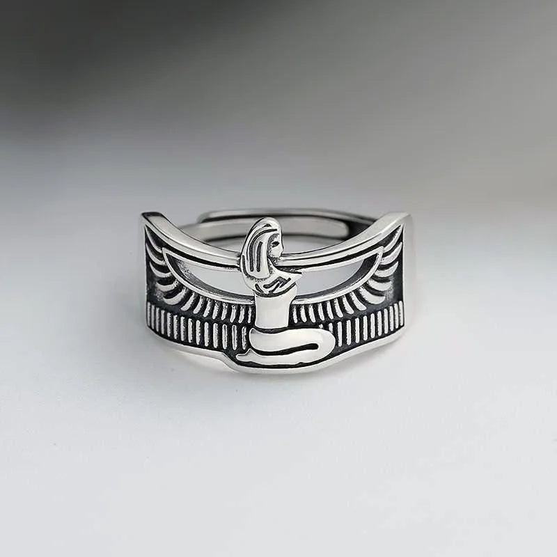 Cleopatra Ancient Egyptian Goddess Ring - 925 Sterling Silver - Unisex - Adjustable - That Rock Aesthetic
