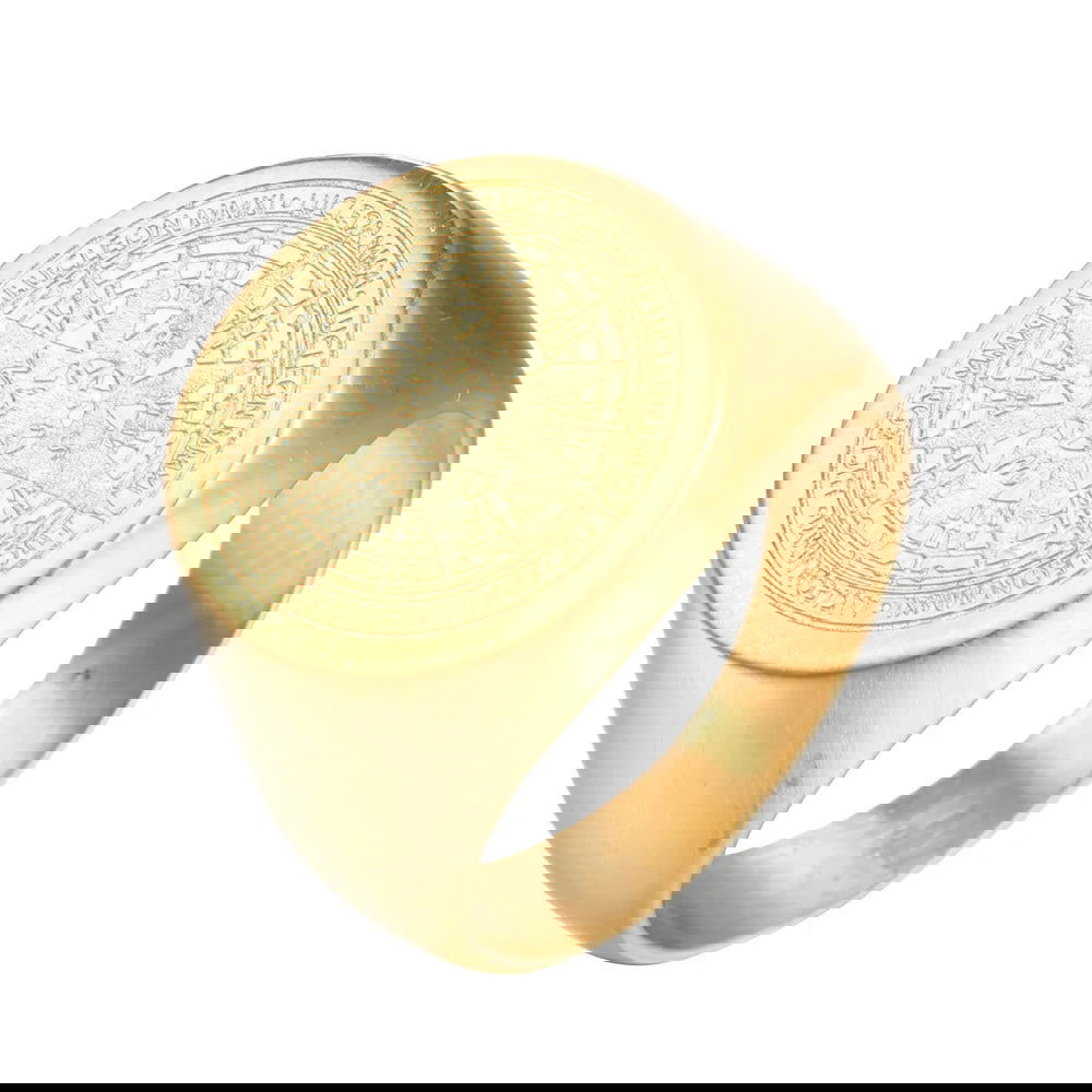 Compass Mens Gold Signet Ring - Stainless Steel Silver, Gold & Black - Unisex - That Rock Aesthetic