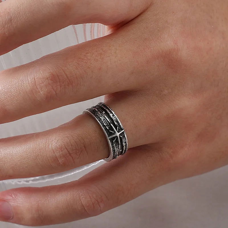 Constellation North Star Ring Mens - Silver - Unisex - Adjustable - That Rock Aesthetic
