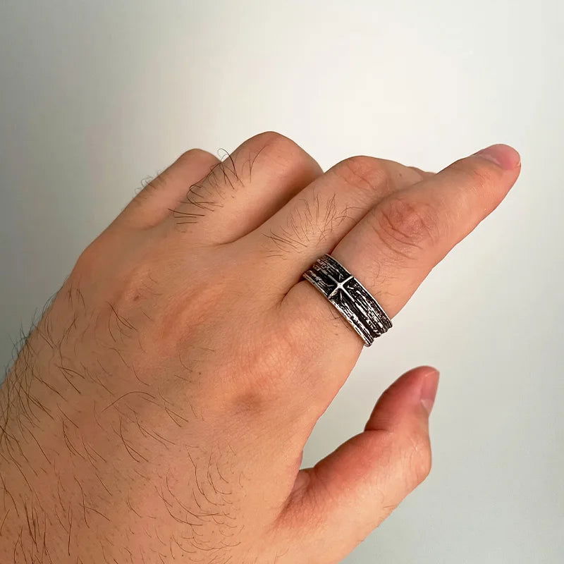 Constellation North Star Ring Mens - Silver - Unisex - Adjustable - That Rock Aesthetic