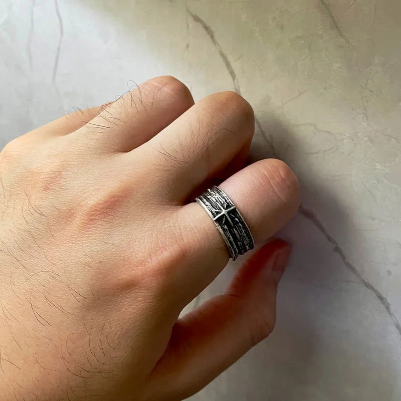 Constellation North Star Ring Mens - Silver - Unisex - Adjustable - That Rock Aesthetic