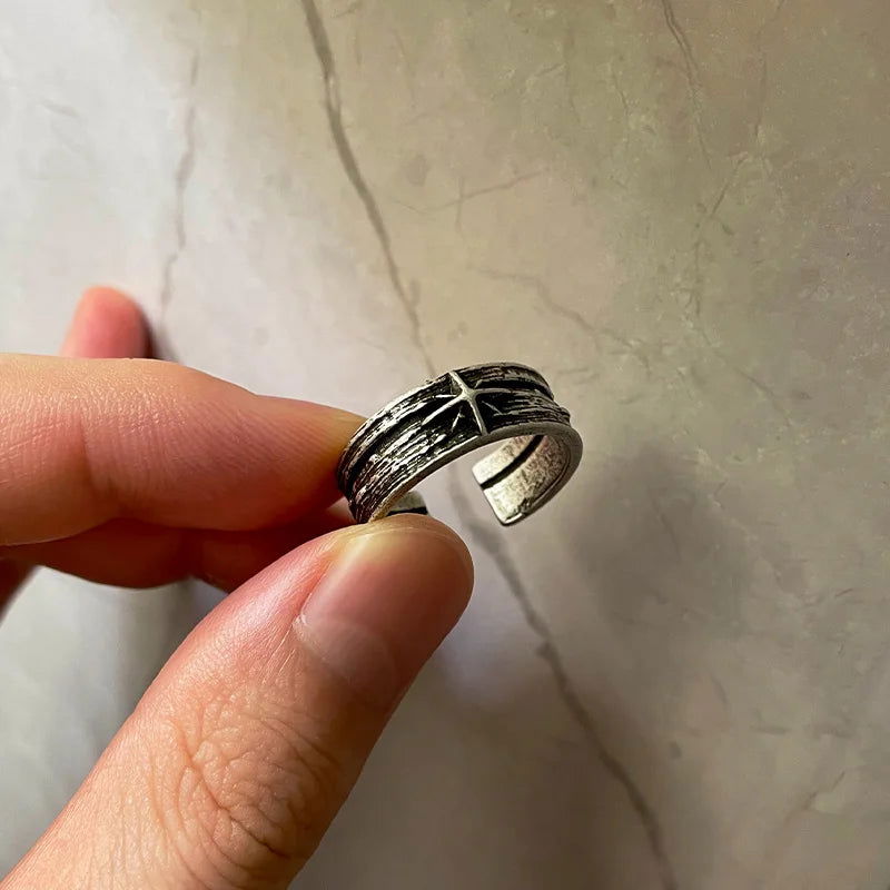 Constellation North Star Ring Mens - Silver - Unisex - Adjustable - That Rock Aesthetic