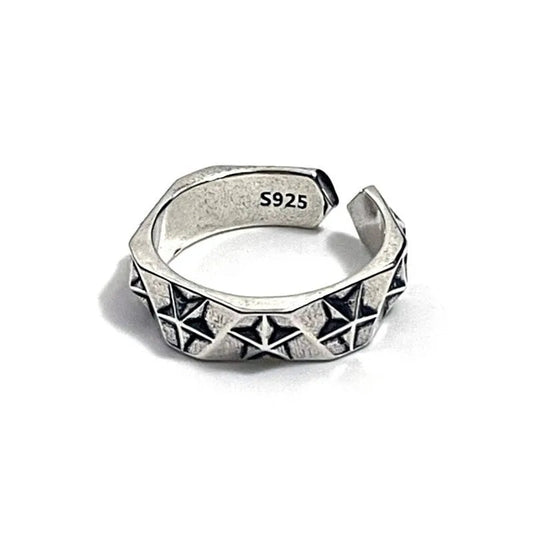 Cosmic Boho Star Ring - 925 Sterling Silver - Unisex - Adjustable - That Rock Aesthetic