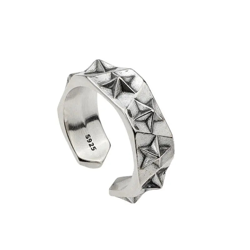 Cosmic Boho Star Ring - 925 Sterling Silver - Unisex - Adjustable - That Rock Aesthetic