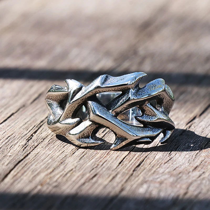Crown of Thorns Ring Mens - Stainless Steel Silver - Unisex - That Rock Aesthetic
