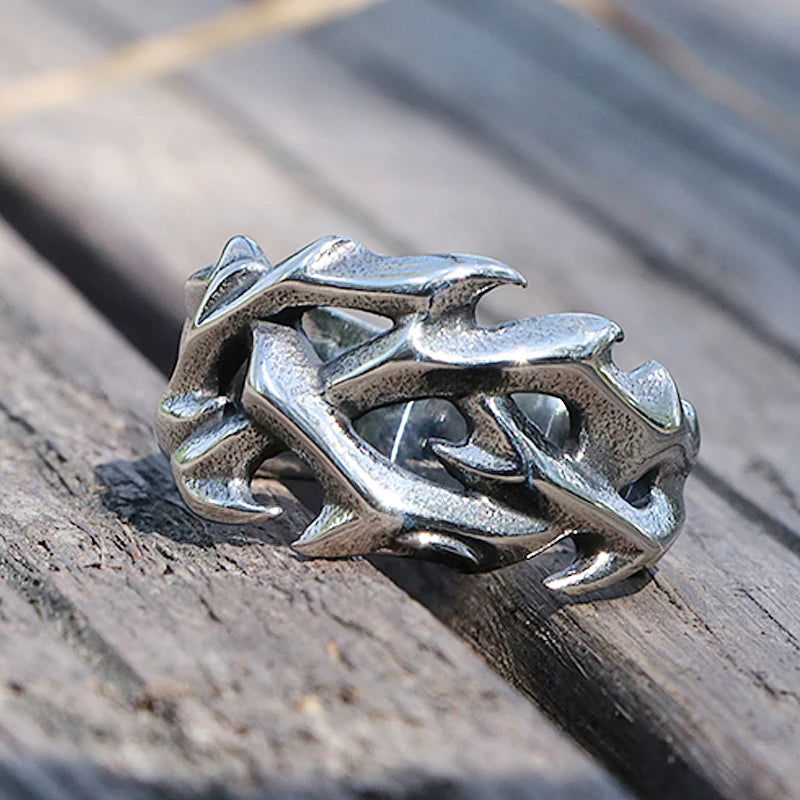 Crown of Thorns Ring Mens - Stainless Steel Silver - Unisex - That Rock Aesthetic