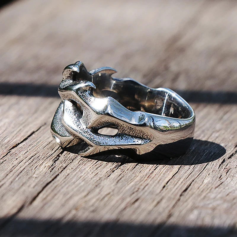 Crown of Thorns Ring Mens - Stainless Steel Silver - Unisex - That Rock Aesthetic