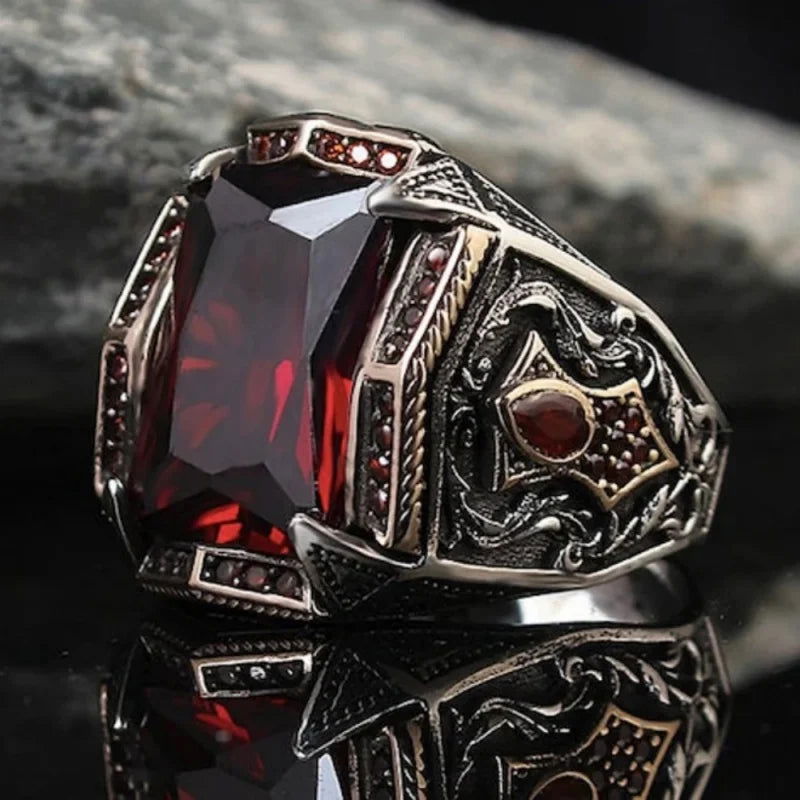 Crystal Gemstone Pirate Ring Collection - Silver - Unisex - That Rock Aesthetic