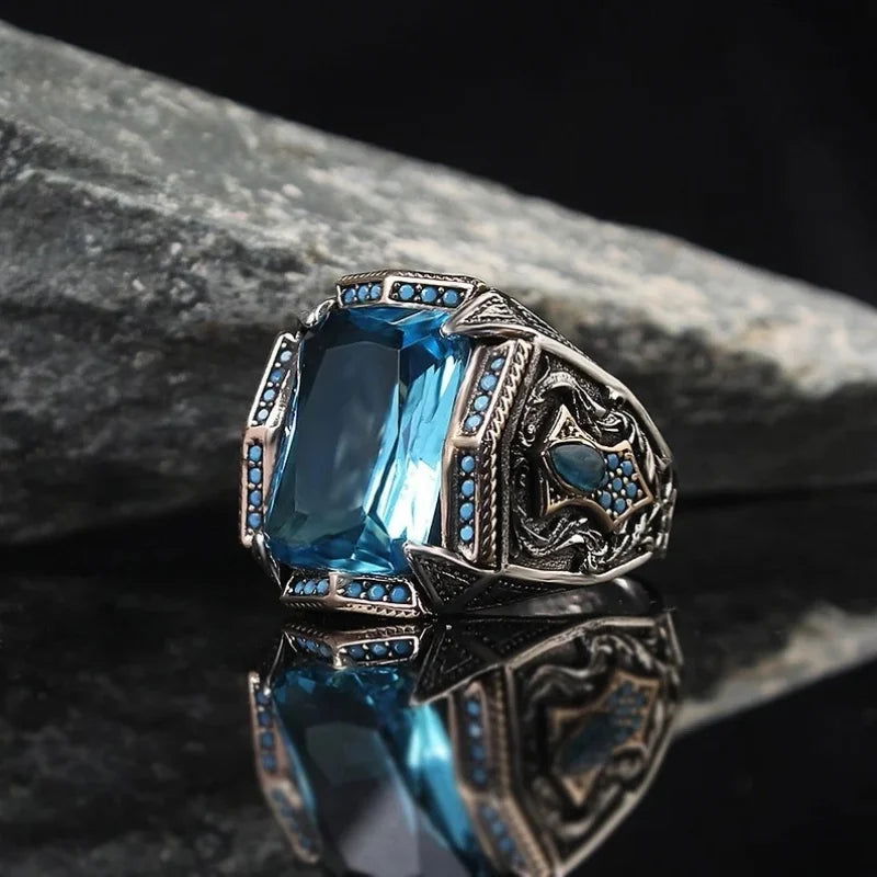Crystal Gemstone Pirate Ring Collection - Silver - Unisex - That Rock Aesthetic