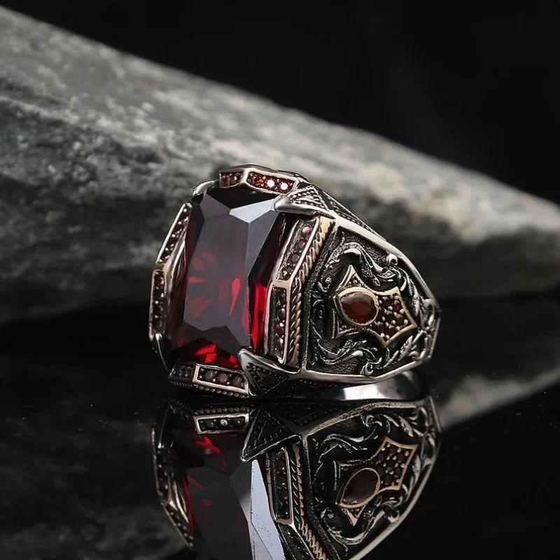 Crystal Gemstone Pirate Ring Collection - Silver - Unisex - That Rock Aesthetic