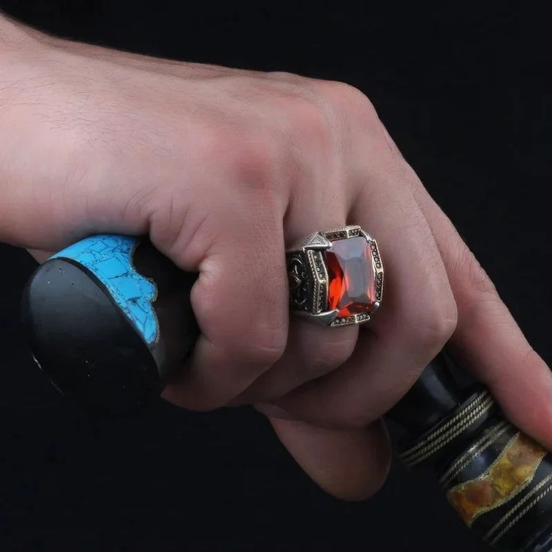 Crystal Gemstone Pirate Ring Collection - Silver - Unisex - That Rock Aesthetic