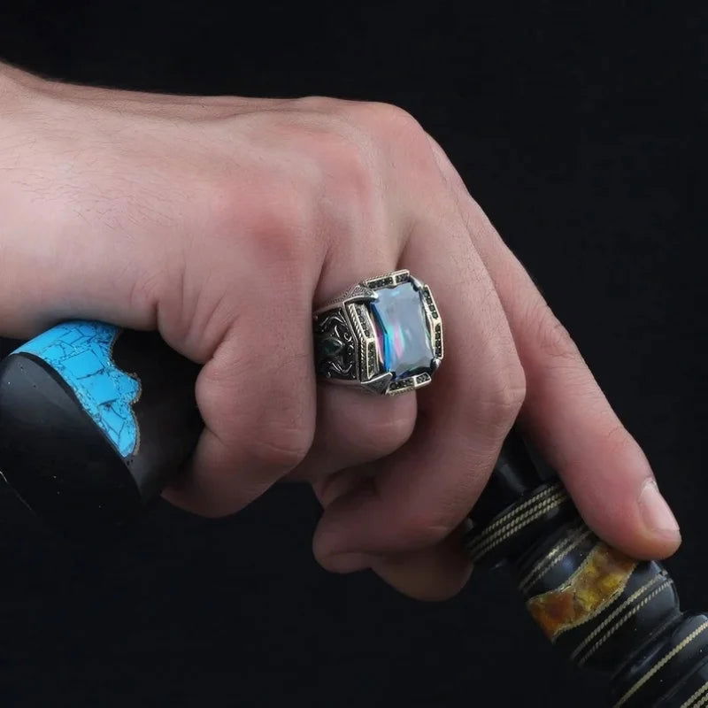 Crystal Gemstone Pirate Ring Collection - Silver - Unisex - That Rock Aesthetic