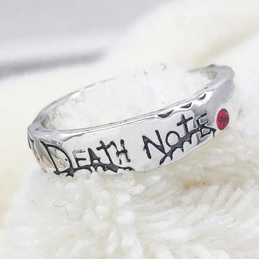 Death Note Anime Ring Mens - Silver - Unisex - Adjustable - That Rock Aesthetic
