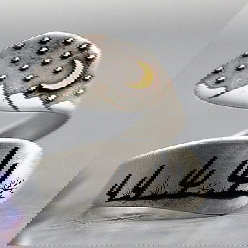 Moon Cactus Wolf Desert Western Ring Collection - Silver & Gold - Unisex - Adjustable - That Rock Aesthetic