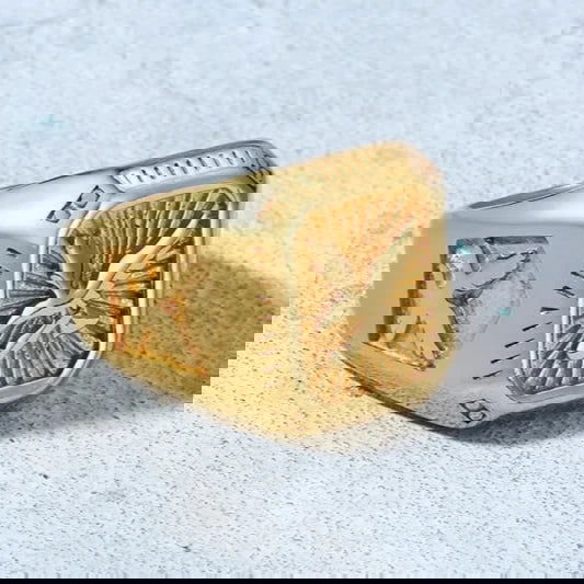 Eagle Square Mens Signet Ring - Stainless Steel Silver & Gold - Unisex - That Rock Aesthetic