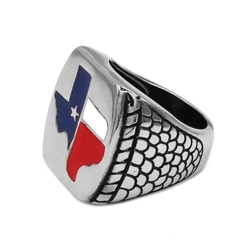 Flag of Texas Mens Signet Ring USA - Stainless Steel Silver - Unisex - That Rock Aesthetic