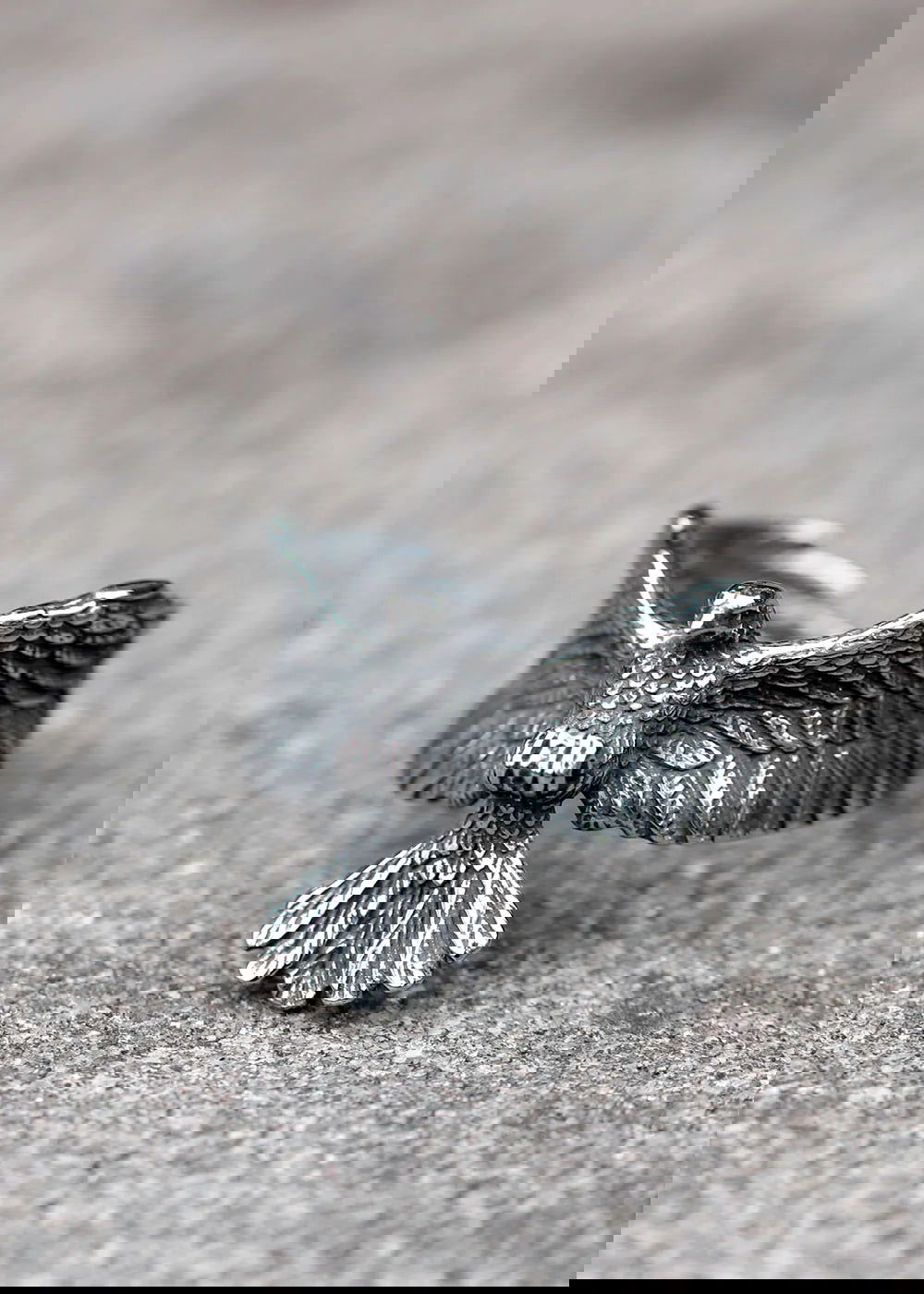 Flying Eagle Ring Mens Wraparound Wings - Stainless Steel Silver - Unisex - That Rock Aesthetic