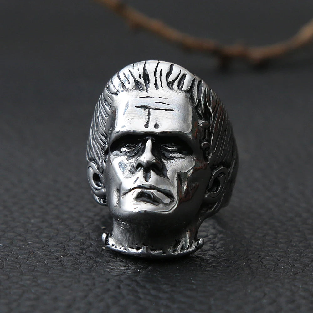 Frankenstein Mens Horror Halloween Ring - Stainless Steel Silver - Unisex