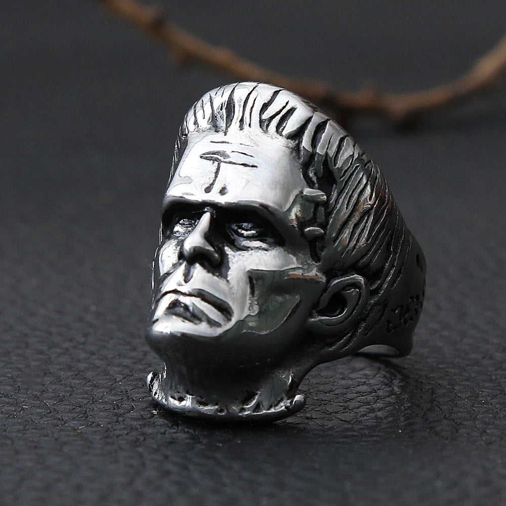 Frankenstein Mens Horror Halloween Ring - Stainless Steel Silver - Unisex