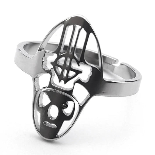 Ghost B.C. Logo Metal Rock Band Mens Music Ring - Stainless Steel Silver - Unisex - Adjustable - That Rock Aesthetic