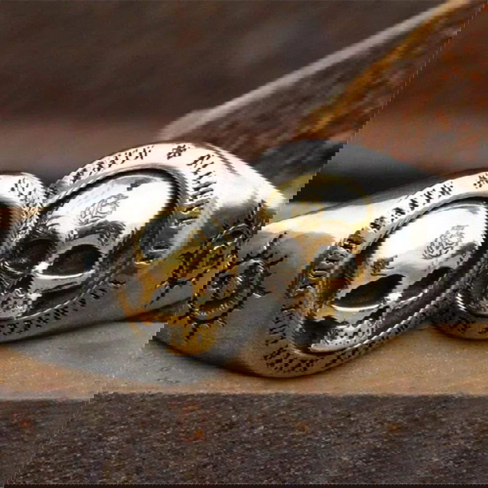 Gold Skull Mens Signet Ring - Stainless Steel Silver & Gold - Unisex - That Rock Aesthetic
