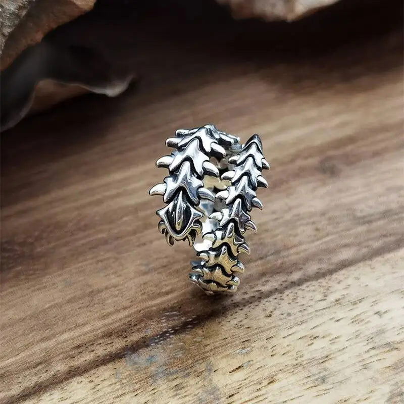 Gothic Spine Ring Mens - Silver - Unisex - Adjustable - That Rock Aesthetic