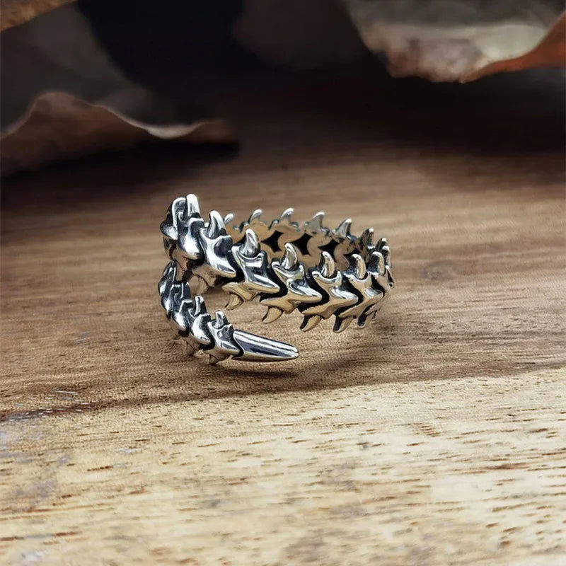 Gothic Spine Ring Mens - Silver - Unisex - Adjustable - That Rock Aesthetic