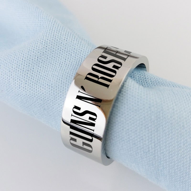 Guns N Roses Ring Music Mens - Stainless Steel Silver - Unisex - That Rock Aesthetic