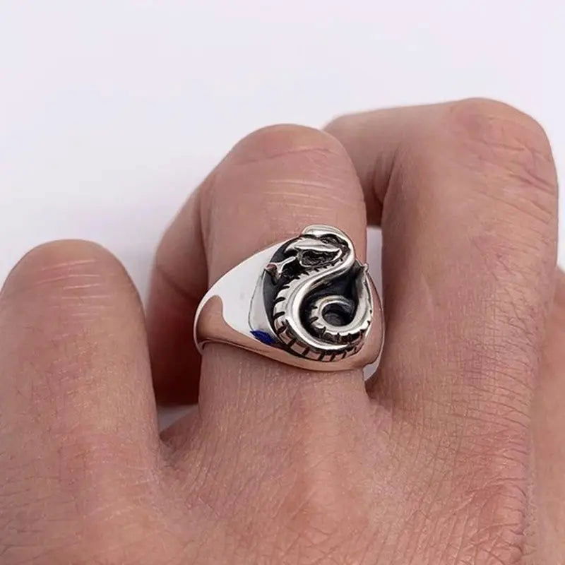 Harry Potter Slytherin Draco Malfoy Ring Snake - Silver - Unisex - Adjustable - That Rock Aesthetic