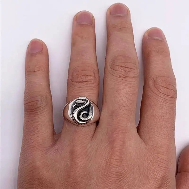 Harry Potter Slytherin Draco Malfoy Ring Snake - Silver - Unisex - Adjustable - That Rock Aesthetic