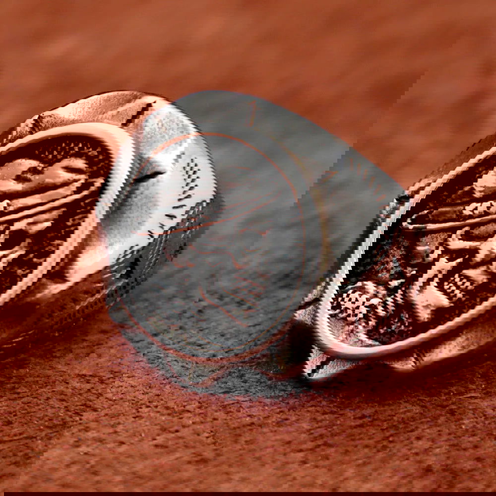 Hobo Nickel Liberty Skull Americana Mens Signet Ring - Stainless Steel Silver - Unisex - That Rock Aesthetic