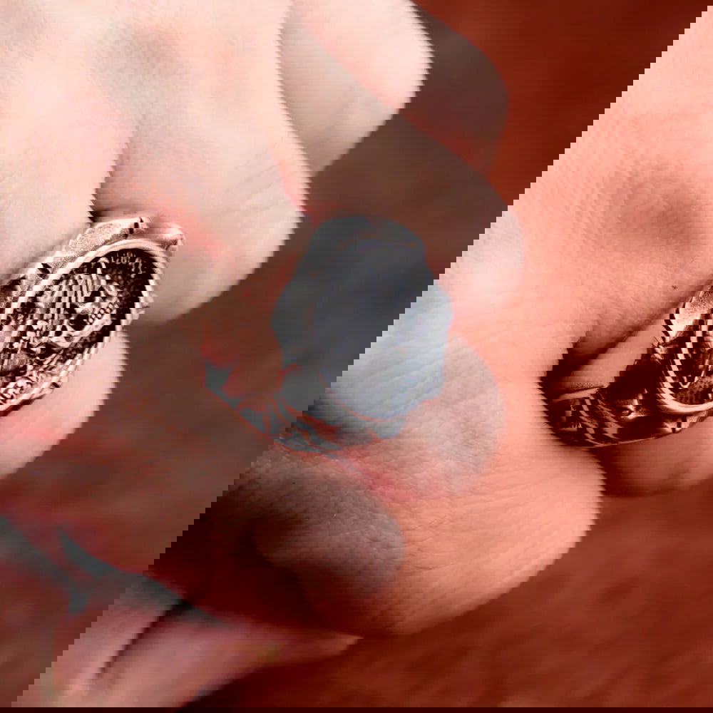Hobo Nickel Liberty Skull Americana Mens Signet Ring - Stainless Steel Silver - Unisex - That Rock Aesthetic