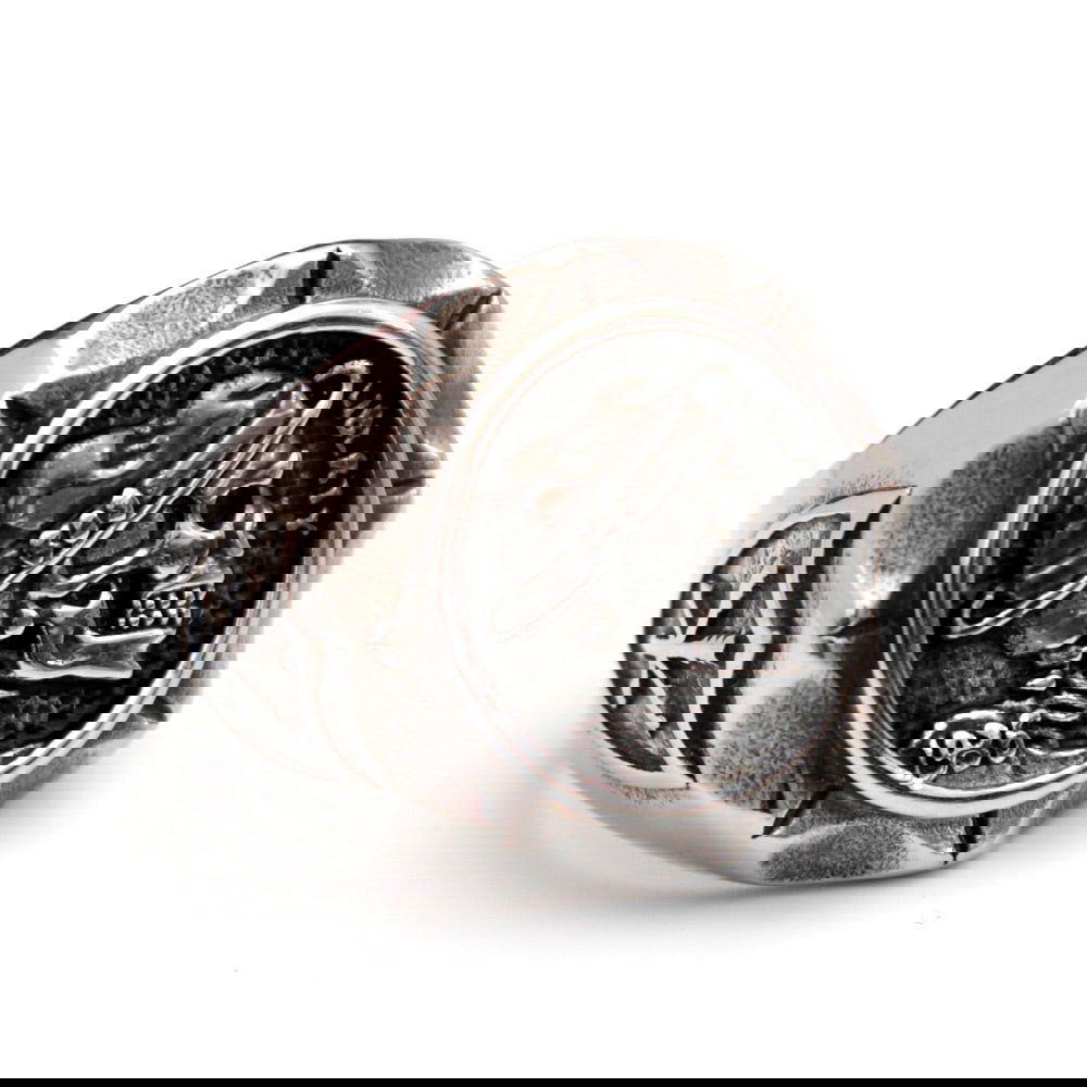 Hobo Nickel Liberty Skull Americana Mens Signet Ring - Stainless Steel Silver - Unisex - That Rock Aesthetic