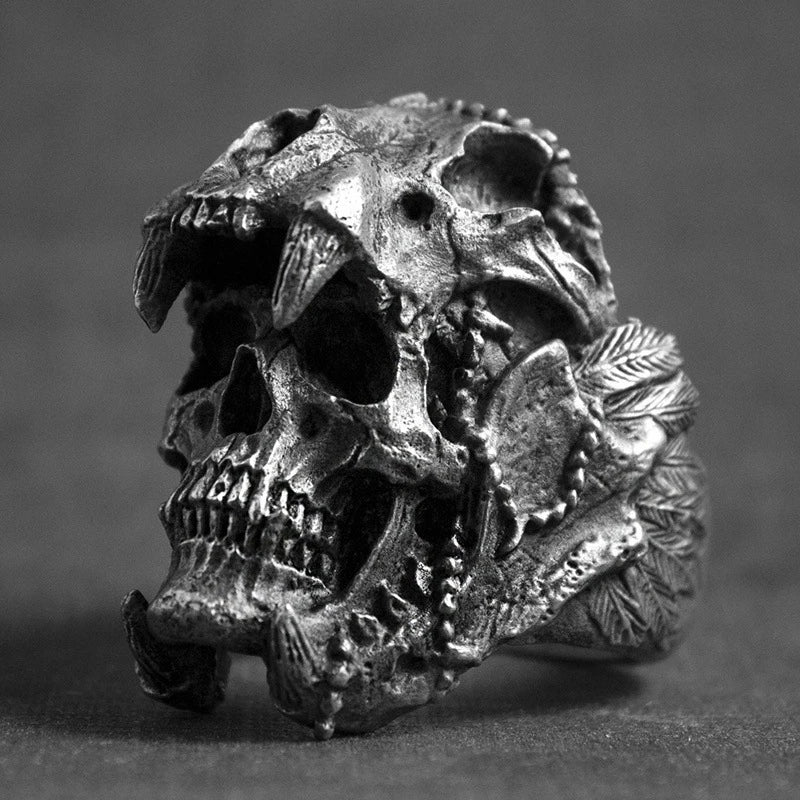 Jaguar Skull Mens Gothic Ring - Stainless Steel Silver - Unisex - That Rock Aesthetic