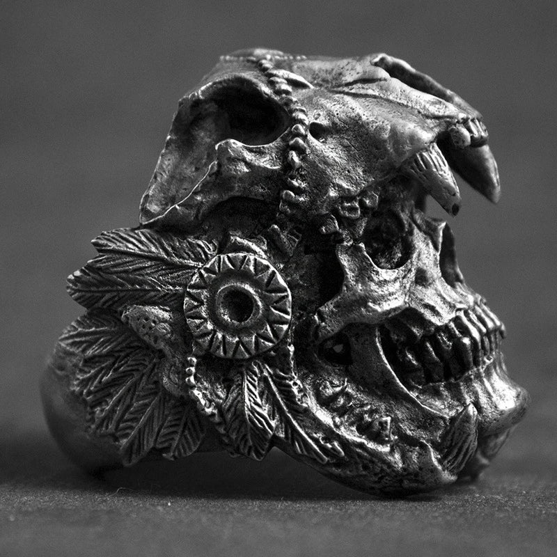 Jaguar Skull Mens Gothic Ring - Stainless Steel Silver - Unisex - That Rock Aesthetic