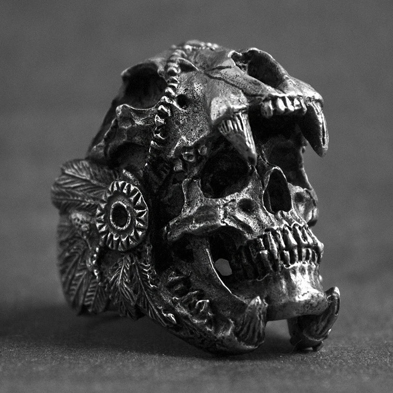 Jaguar Skull Mens Gothic Ring - Stainless Steel Silver - Unisex - That Rock Aesthetic