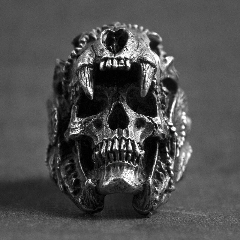 Jaguar Skull Mens Gothic Ring - Stainless Steel Silver - Unisex - That Rock Aesthetic