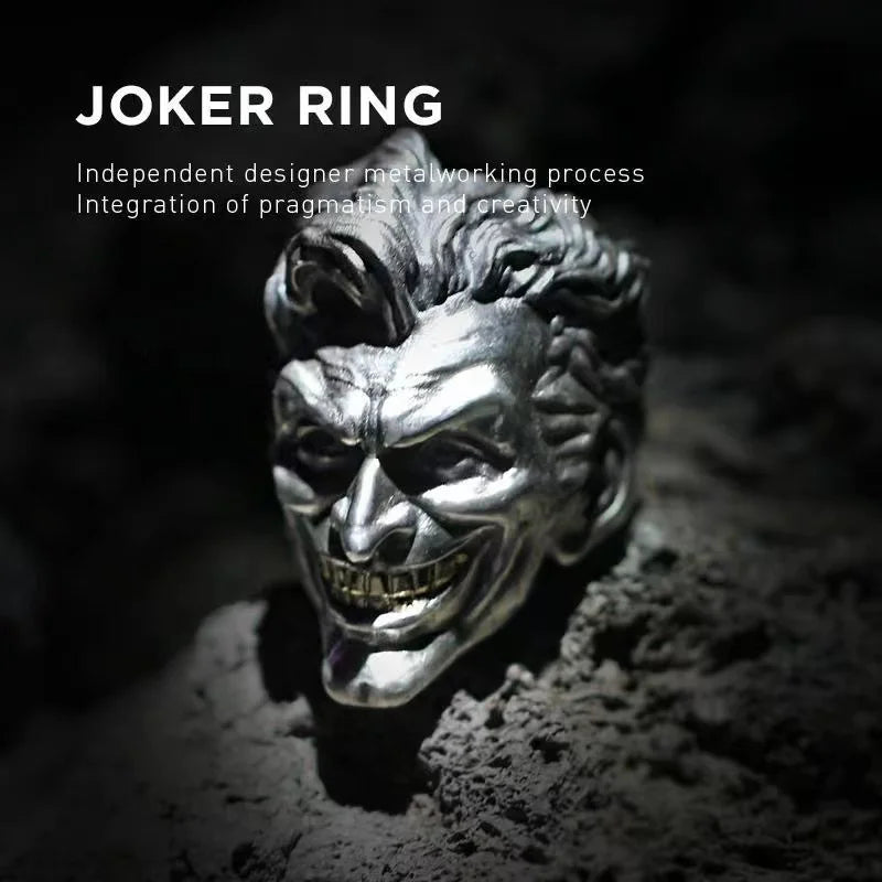 Joker Ring #1 DC Comics Superhero Mens Batman Ring - Silver - Unisex - Adjustable - That Rock Aesthetic