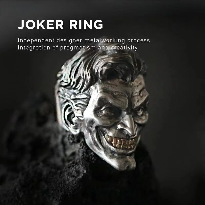 Joker Ring #1 DC Comics Superhero Mens Batman Ring - Silver - Unisex - Adjustable - That Rock Aesthetic