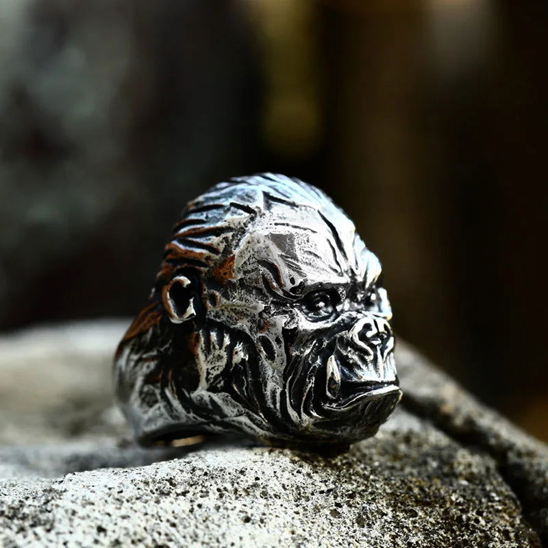 King Kong Gorilla Ring Mens - Stainless Steel Silver - Unisex - That Rock Aesthetic