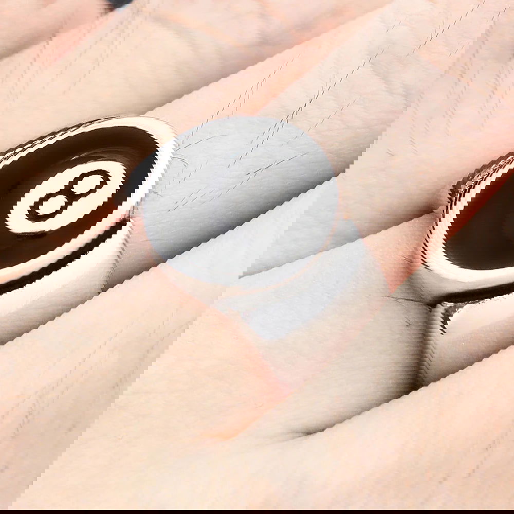 Lucky Magic 8 Ball Ring Mens Pool Billiards - Stainless Steel Silver & Black - Unisex - That Rock Aesthetic